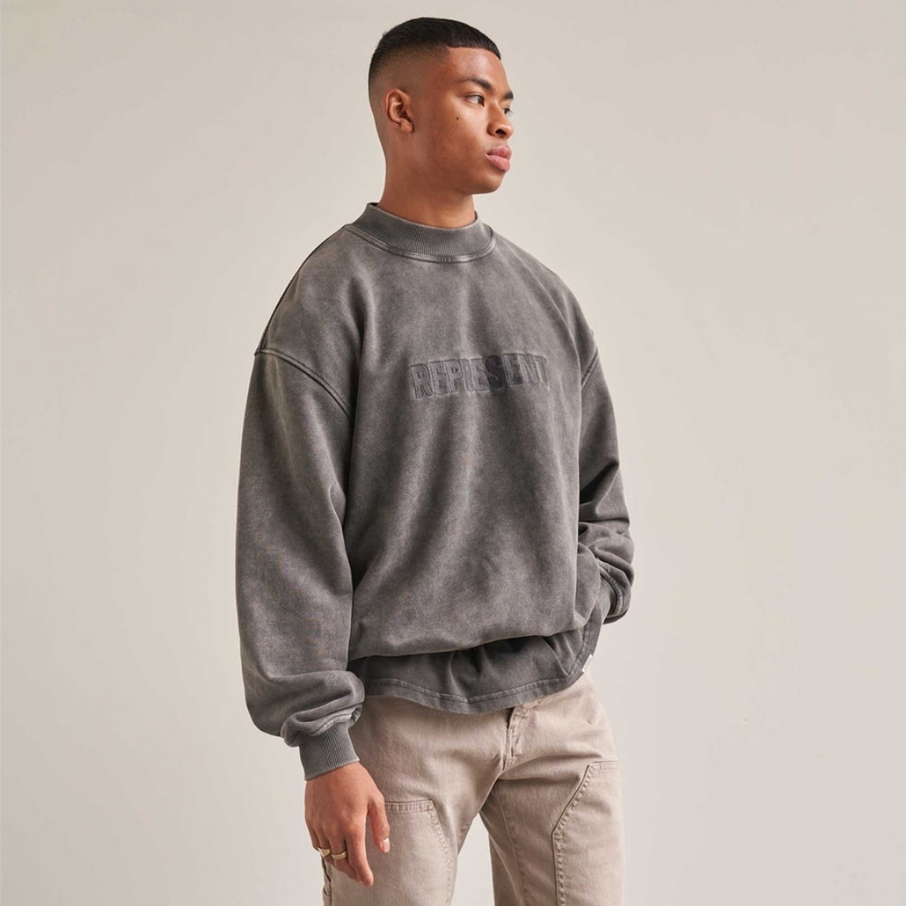Represent Sweatshirt Emroidered Logo • Vintage Grey • Small